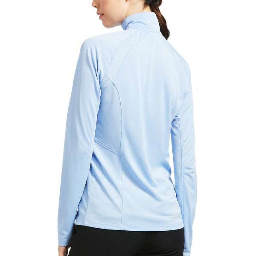 Fashions * | Ariat Ladies Sunstopper 2.0 Open Air 1/4 Zip Baselayer Shirt 10039360 Discount Online Blue