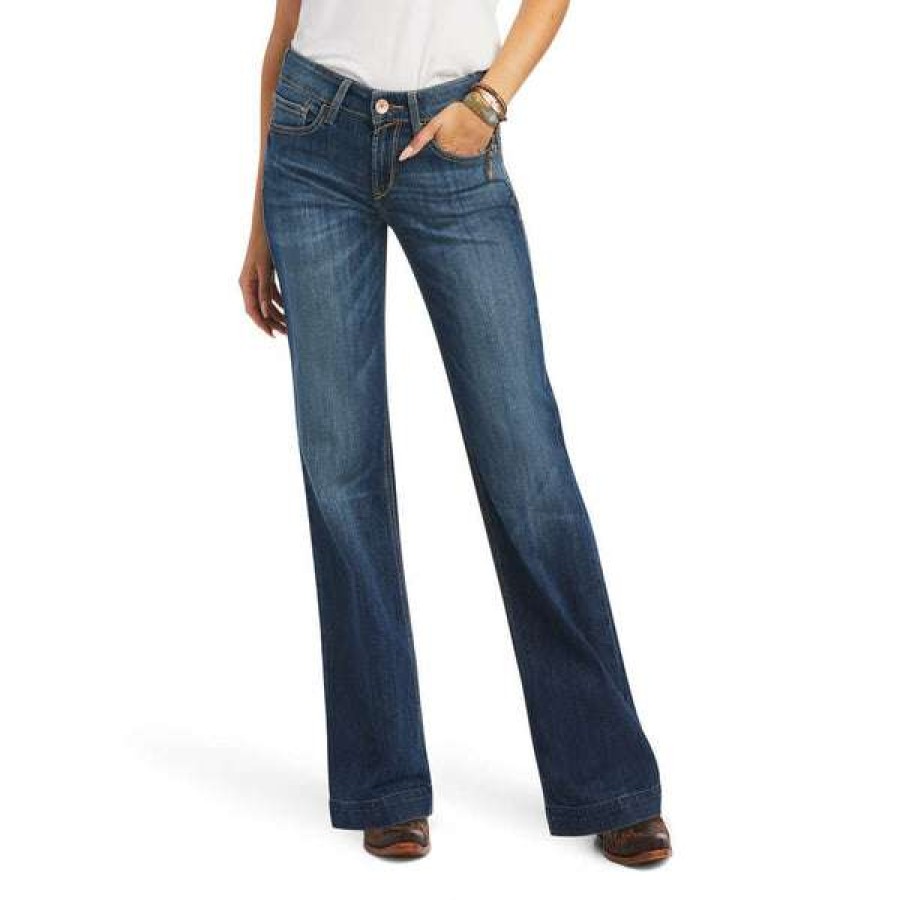 Fashions * | Ariat Ladies Alana Perfect Rise Denim Trouser Jeans 10040805 Fashion Blue