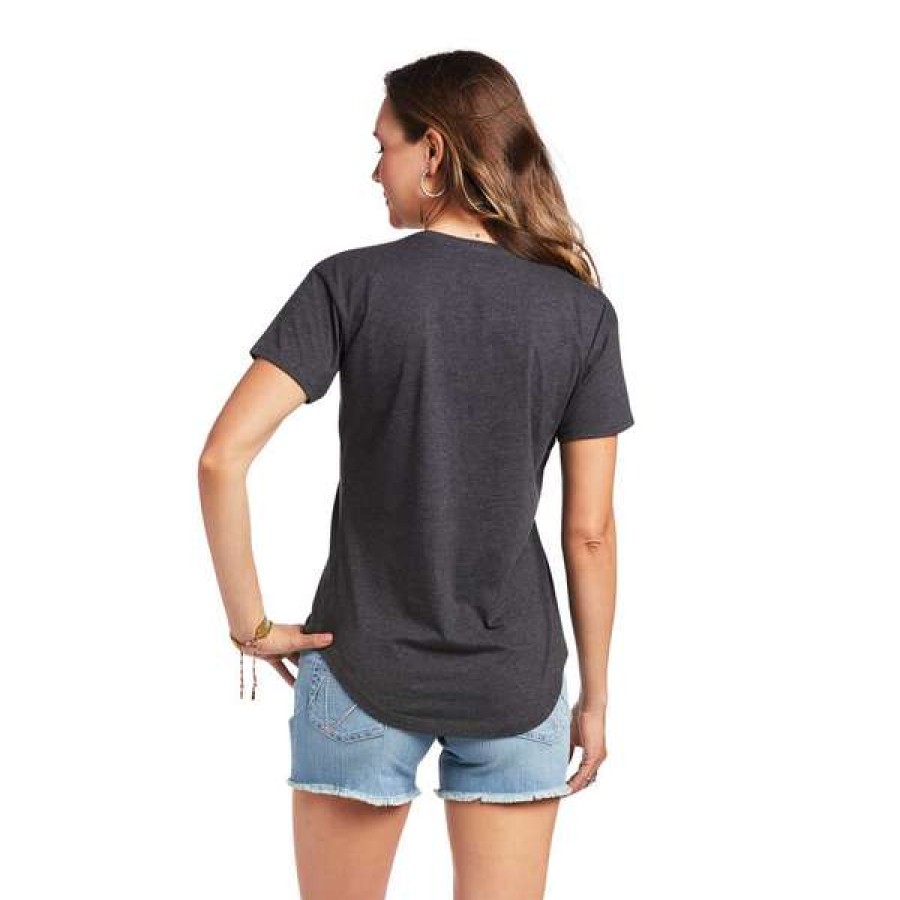 Fashions * | Ariat Ladies Wild Country Short Sleeve Charcoal Heather Tee 10039970 Bestsellers