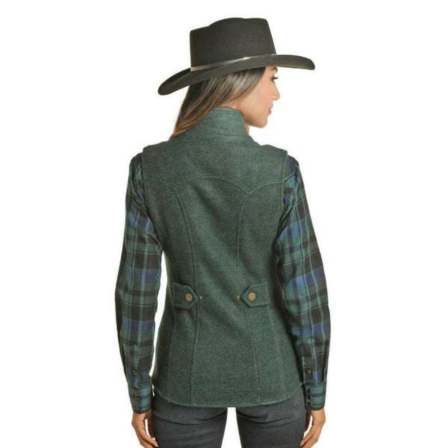 Fashions * | Powder River Outfitters Ladies Fitted Vest 58-6648-30 Shop Green