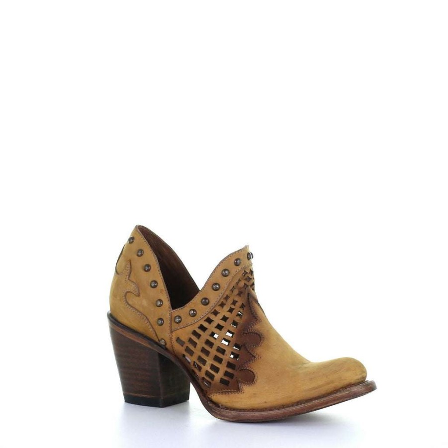 Booties * | Circle G By Corral Ladies Cut Out & Studs Yellow Ankle Booties Q7006 Fashionable