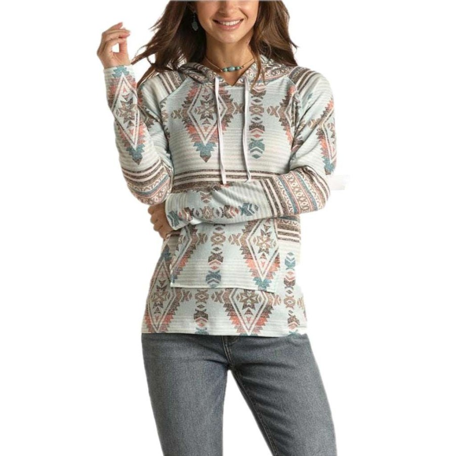 Fashions * | Panhandle White Label Ladies Aztec Print Hoodie L8H3482 Bestsellers Multi-Color