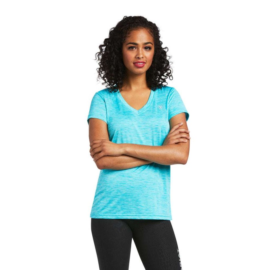 Fashions * | Ariat Ladies Launa Short Sleeve Baselayer Merman Shirt 10039402 Good Quality Blue