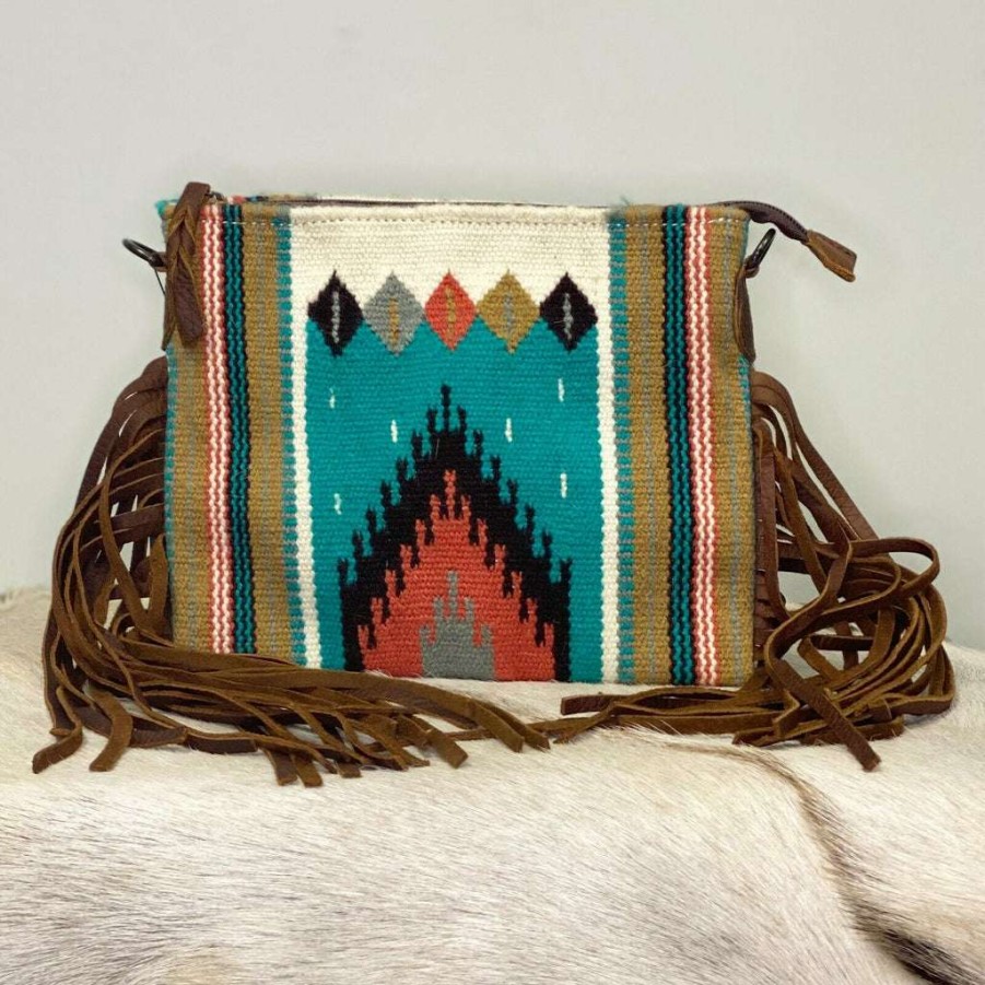 Fashions * | American Darling Turquoise Aztec Saddle Blanket Crossbody Adbg236E Shop