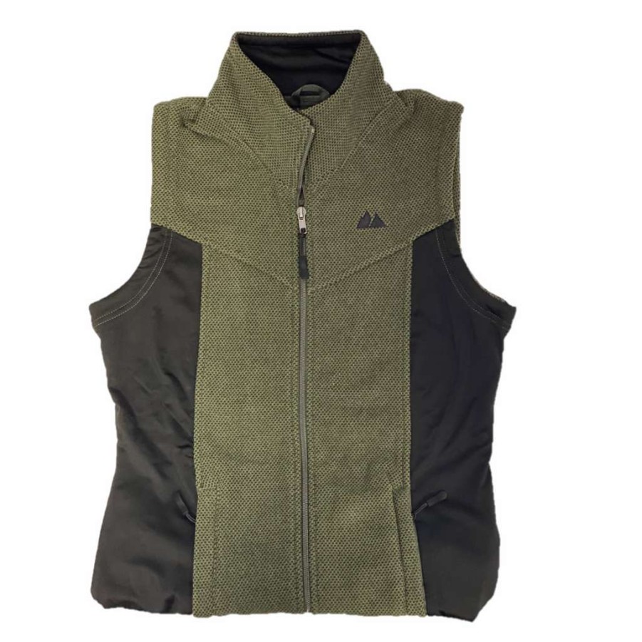 Fashions * | Powder River Outfitters Ladies Multi Media Knit Olive Vest 58-6662-31 Exclusive Green