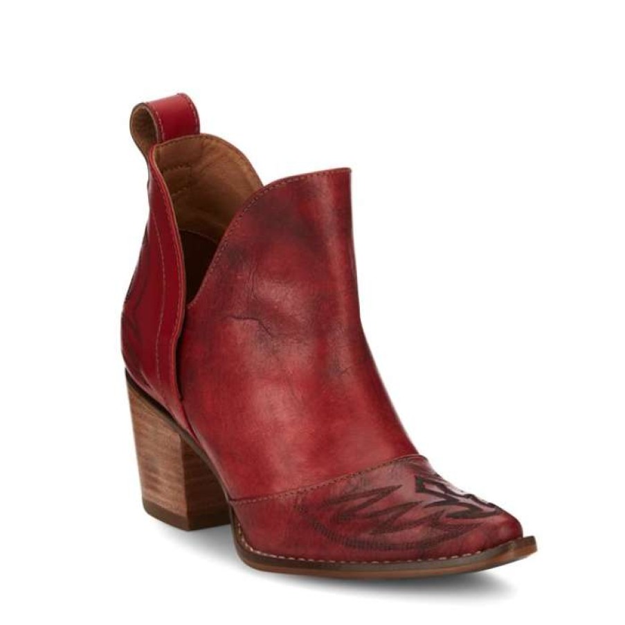 Booties * | Nocona Ladies Micki Snip Toe Leather Booties Me1922 Shop Red