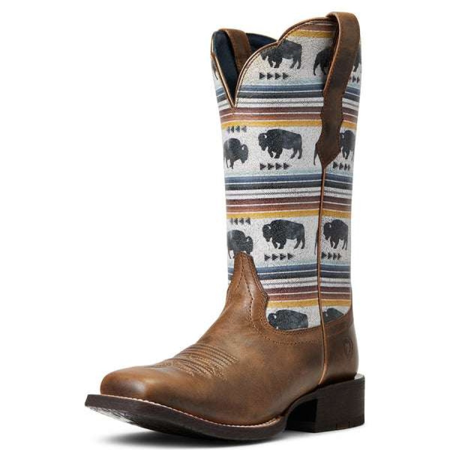 Booties * | Ariat Ladies Circuit Savanna Ash Brown Square Toe Boots 10040423 Store