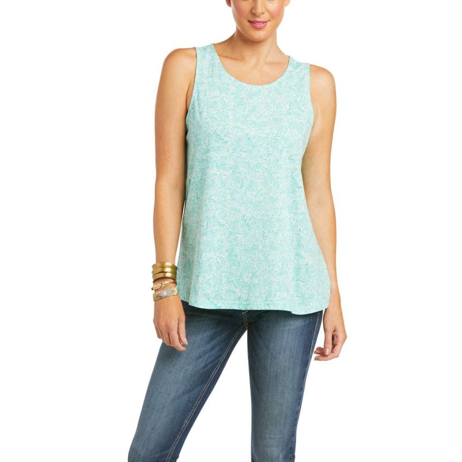 Fashions * | Women'S Island Sleeveless Parasail Aqua Tank Top 10036159 Bestsellers Blue