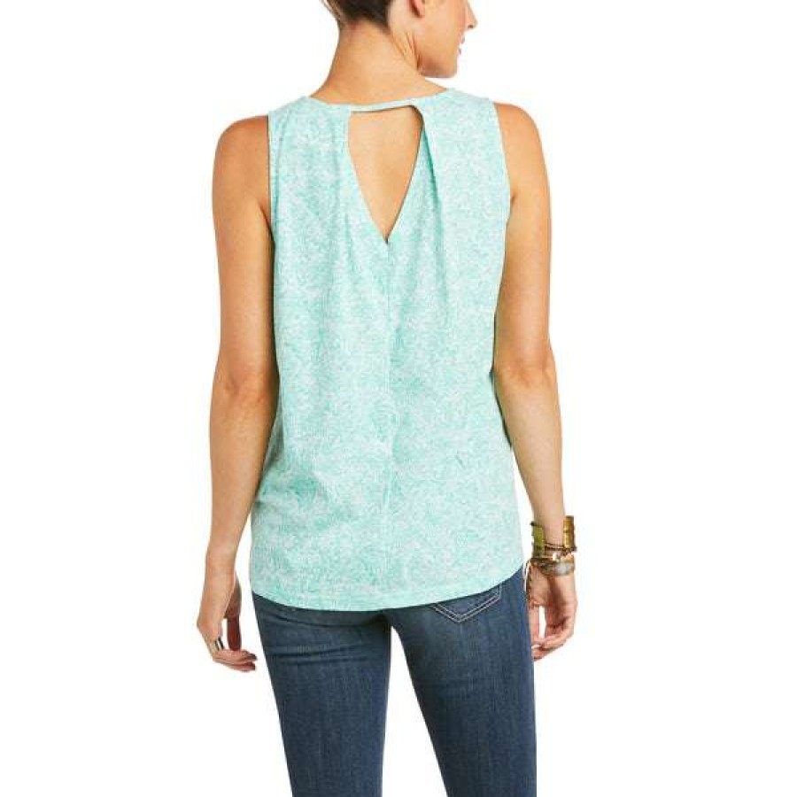 Fashions * | Women'S Island Sleeveless Parasail Aqua Tank Top 10036159 Bestsellers Blue