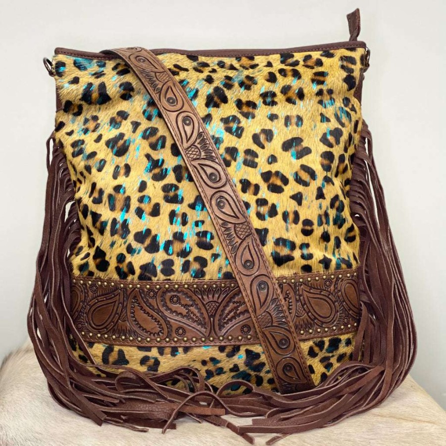 Fashions * | American Darling Cheetah Cowhide With Fringe Crossbody Adbg356Chetrq Featured