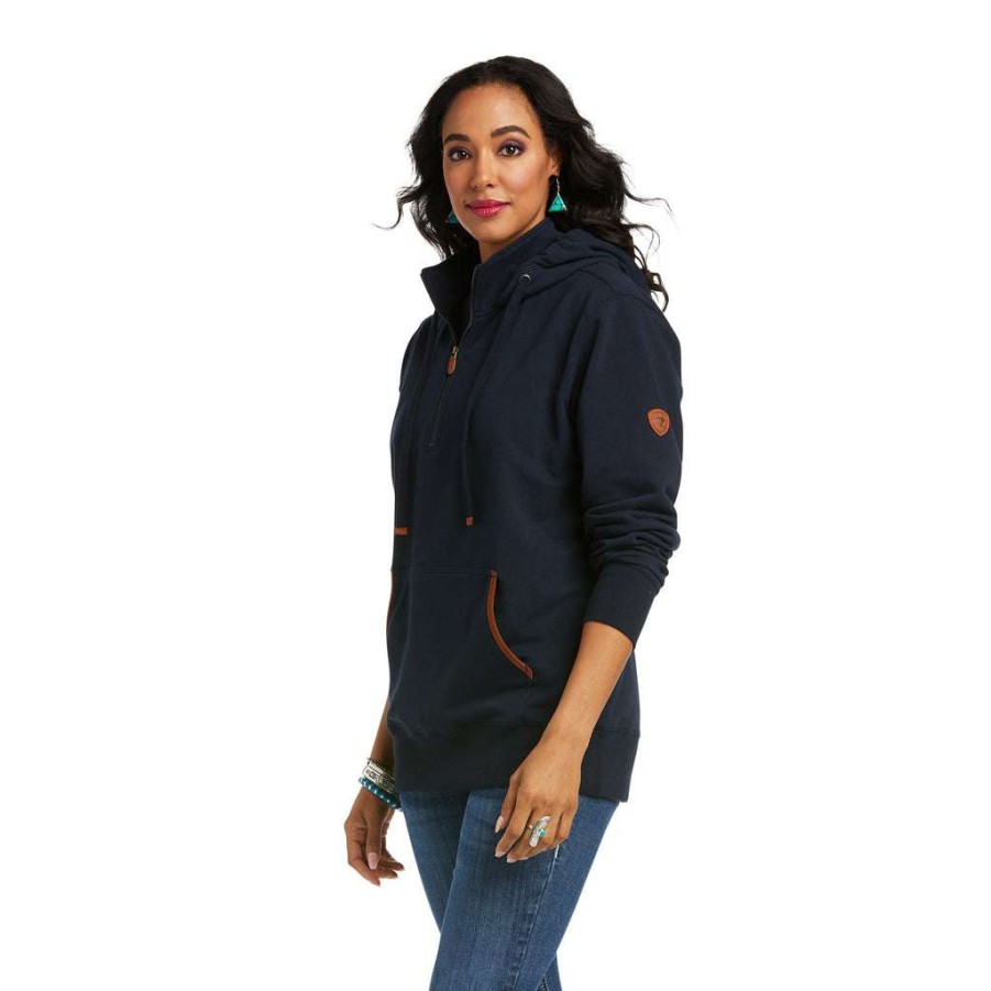 Fashions * | Ariat Ladies Real Elevated Dark Sapphire Hoodie 10037894 Bestsellers