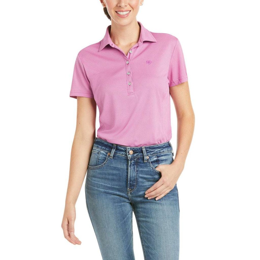 Fashions * | Ariat Ladies Talent Meadow Mauve Ss Polo Shirt 10035019 Exclusive