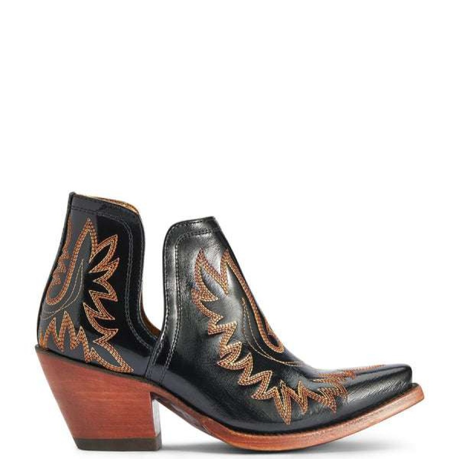 Booties * | Ariat Ladies Dixon Spade Patent Western Booties 10042454 Shop Black