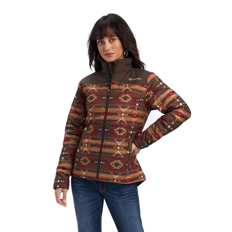 Fashions * | Ariat Ladies R.E.A.L. Aztec Printed Jacket 10041582 Crazy Deals Brown