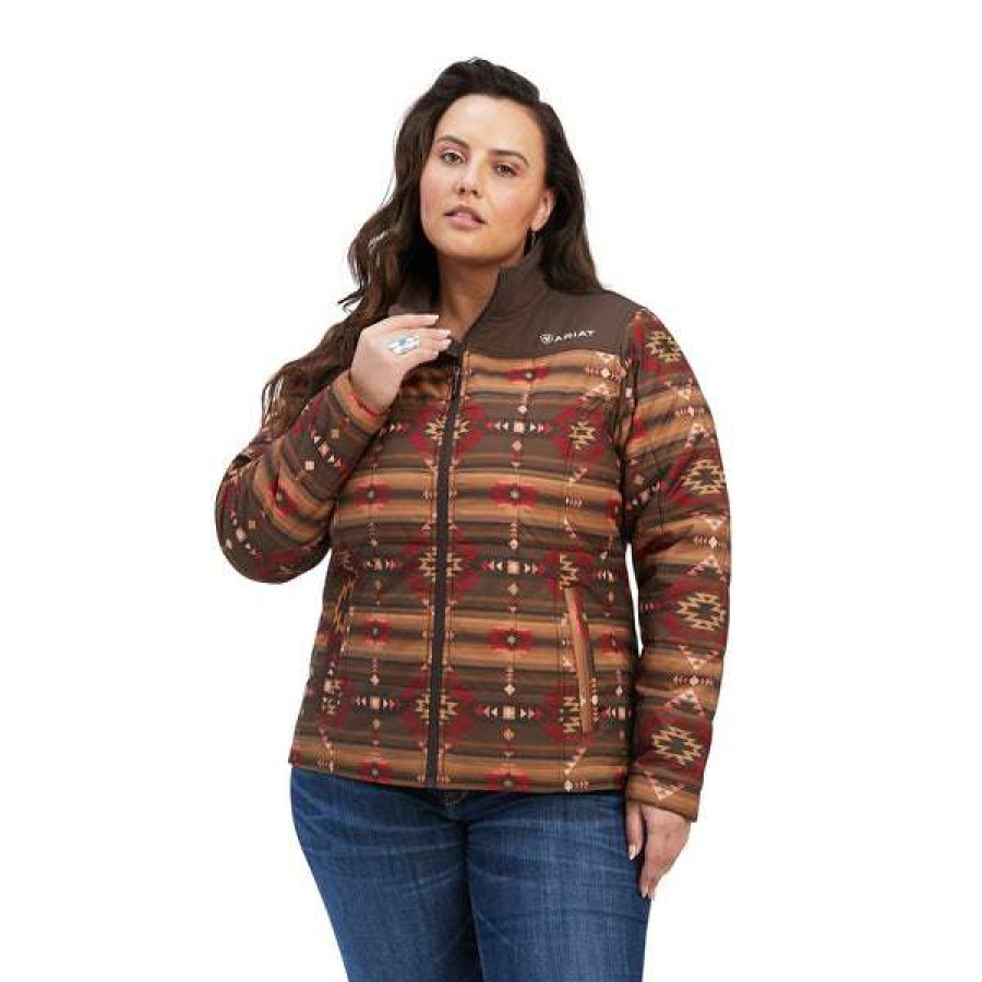 Fashions * | Ariat Ladies R.E.A.L. Aztec Printed Jacket 10041582 Crazy Deals Brown