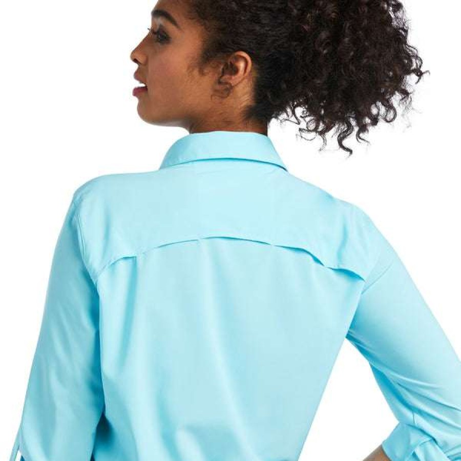 Fashions * | Ariat Ladies Ventek Stretch Bachelor Button Shirt 10039327 Good Quality Blue