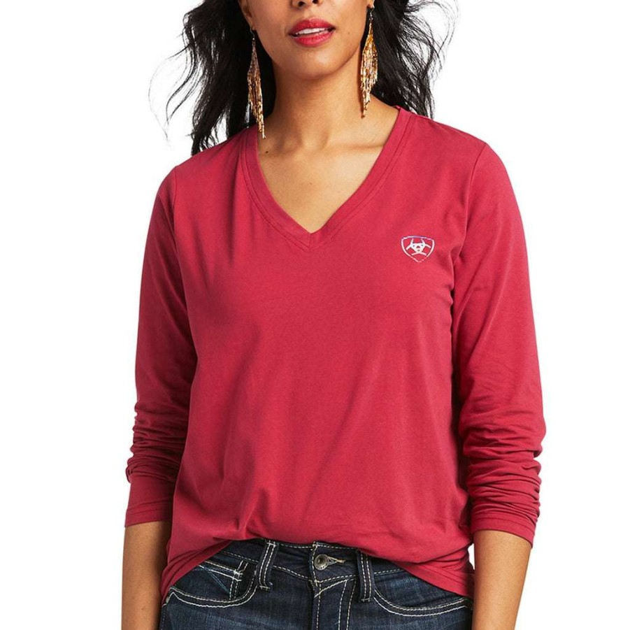 Fashions * | Ariat Ladies Serape Thunderbird Red Bud Long Sleeve T-Shirt 10039781 Bestsellers