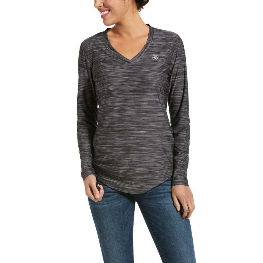 Fashions * | Ariat Ladies Periscope Laguna Top Long Sleeve Shirt 10032724 Premium Grey