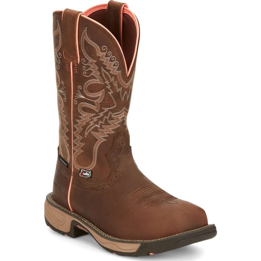 Booties * | Justin Ladies Rural Chocolate Rush Composite Toe Work Boots Se4357 Excellent Quality Brown