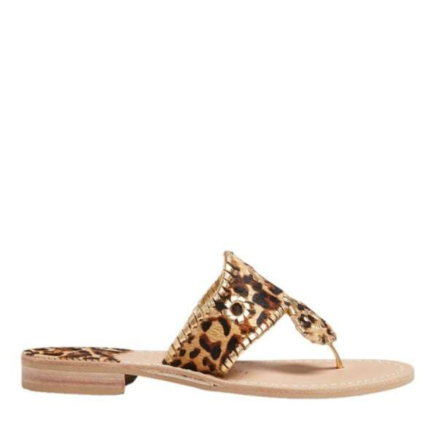 Fashions * | Jack Rogers Ladies Haircalf Leopard Flat Sandals 141211Jk01 Special Style