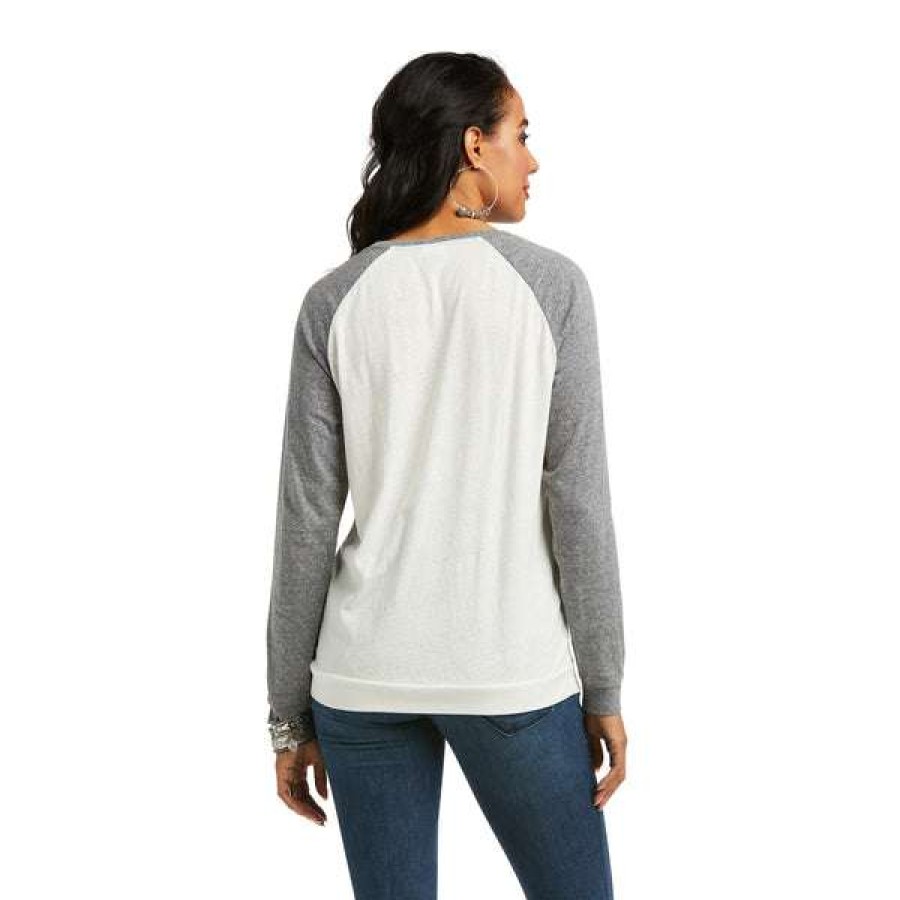 Fashions * | Ariat Ladies Open Range Long Sleeve Sea Salt Shirt 10038056 Lower Prices