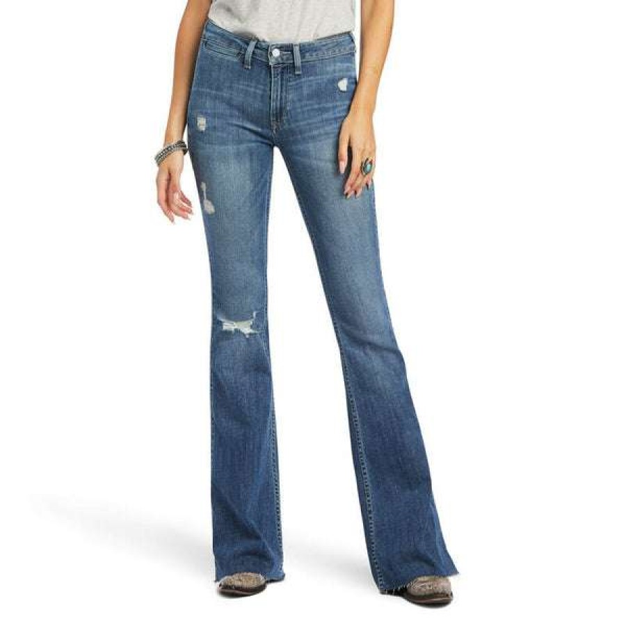 Fashions * | Ariat R.E.A.L Ladies Piper High Rise Flare Denim Jeans 10040804 Good Quality