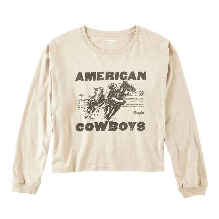 Fashions * | Wrangler Retro Ladies American Cowboy Silver T-Shirt 112318888 Bestsellers