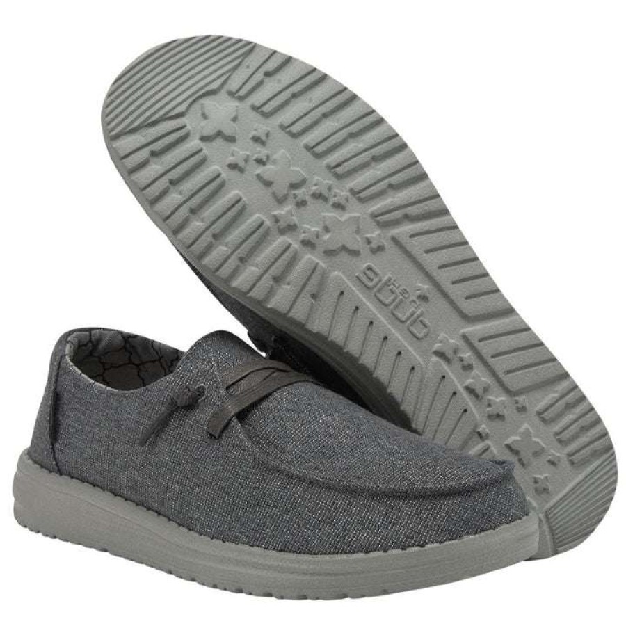 Shoes * | Hey Dude Ladies Wendy Sparkling Gallant Slip On Shoes 121413311 Excellent Quality Grey