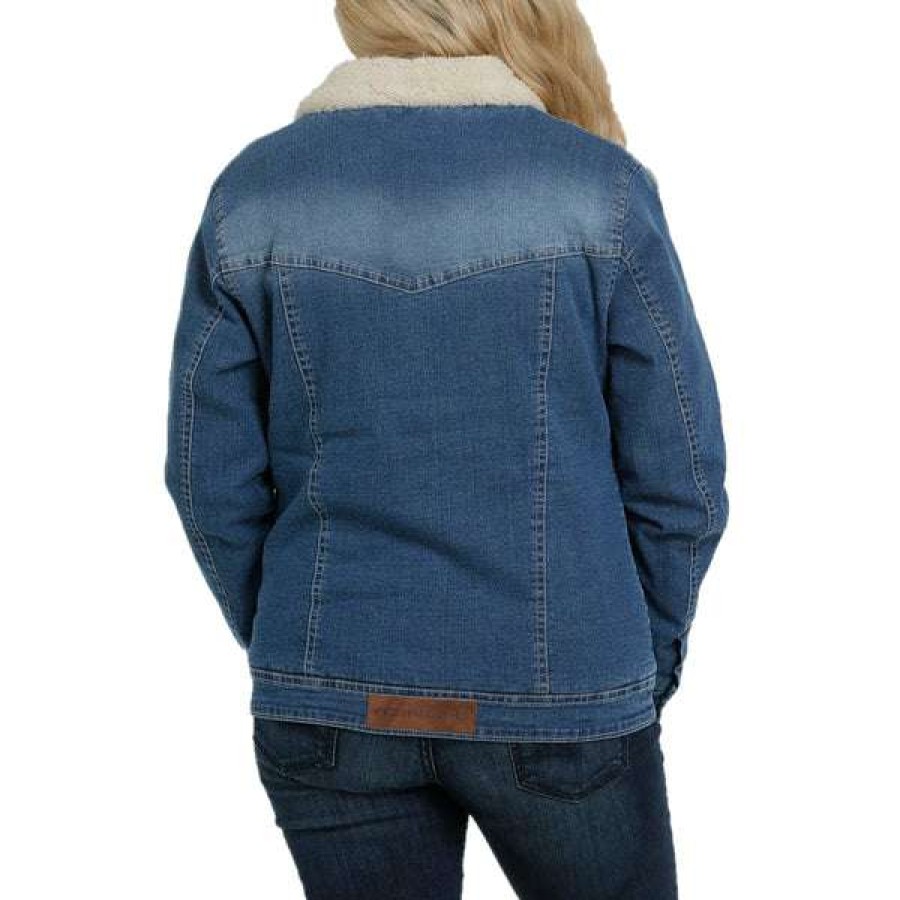 Fashions * | Cinch Ladies Trucker Sherpa Denim Jacket Maj9878002 Lower Prices