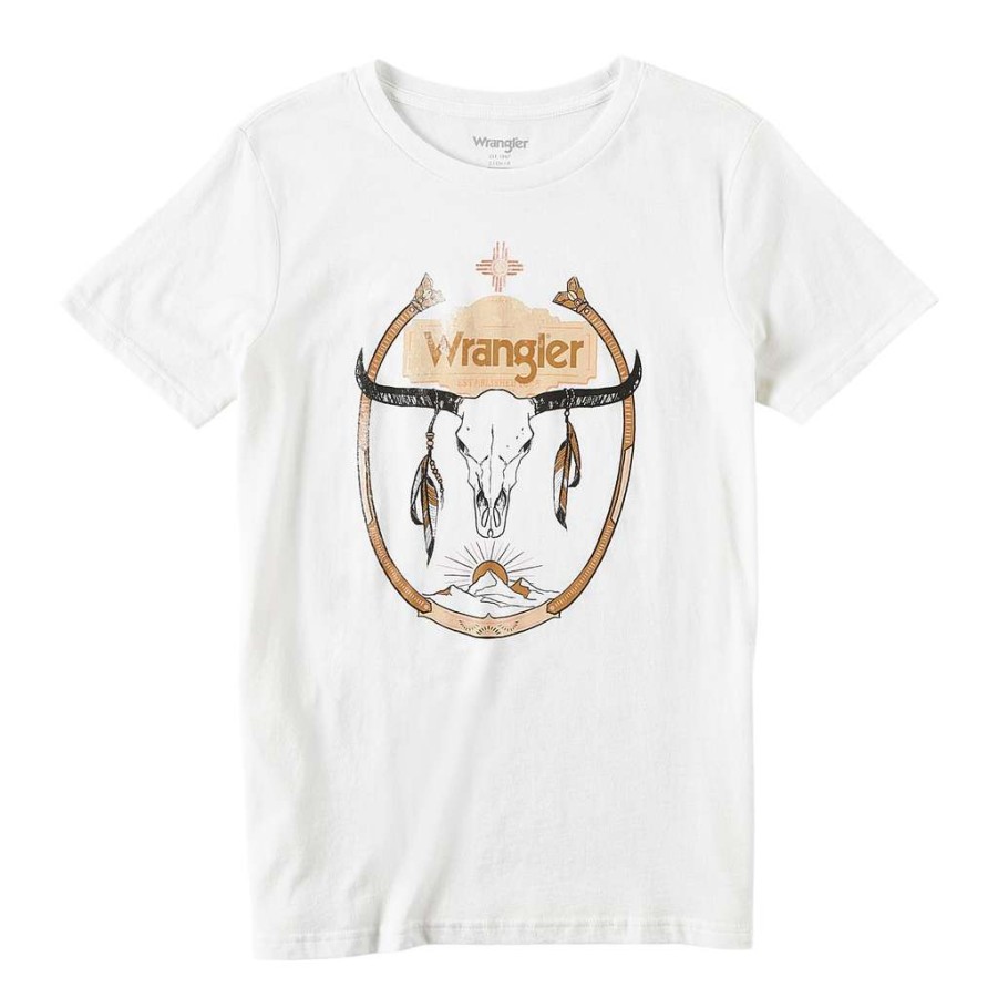 Fashions * | Wrangler Ladies Longhorn Graphic White T-Shirt 112318878 Lower Prices