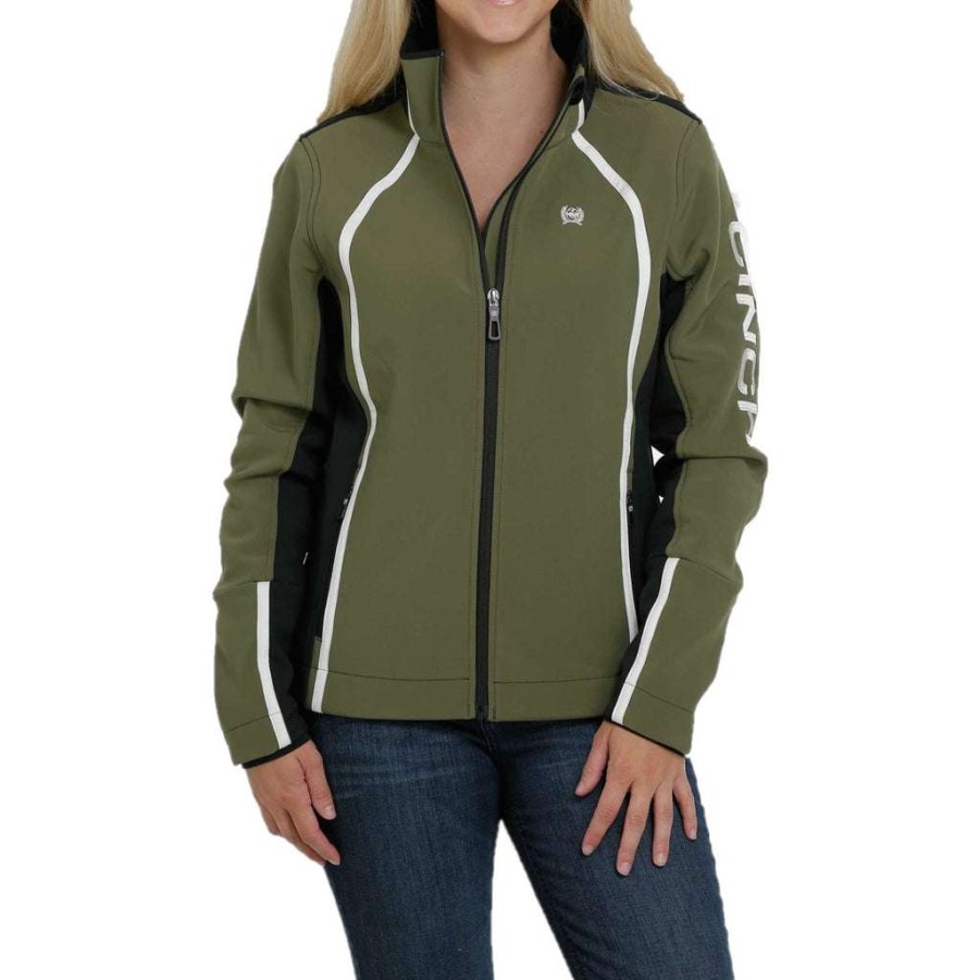 Fashions * | Cinch Ladies Color Blocked Bonded Olive Green Jacket Maj9875001 Special Offers