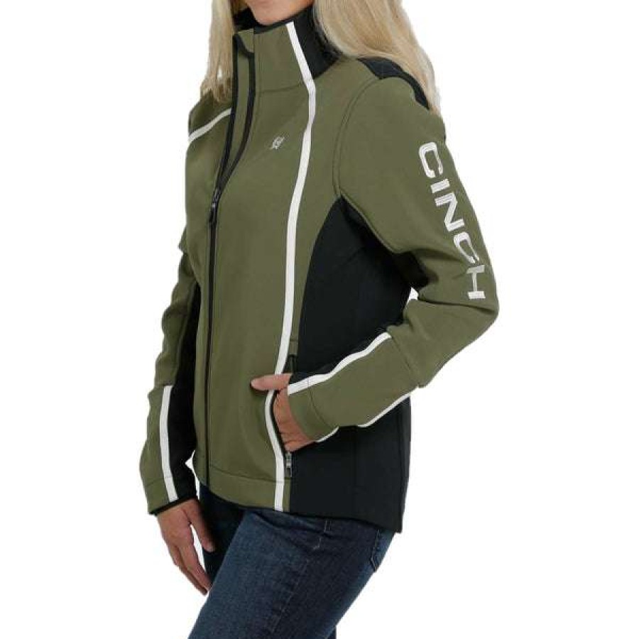 Fashions * | Cinch Ladies Color Blocked Bonded Olive Green Jacket Maj9875001 Special Offers