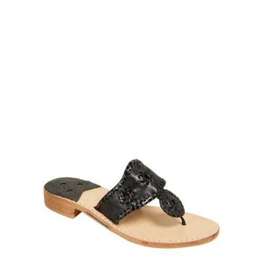 Fashions * | Jack Roger Ladies Slip On Black With Patent Sandals 1219Sn0001004-Blkp Good Quality