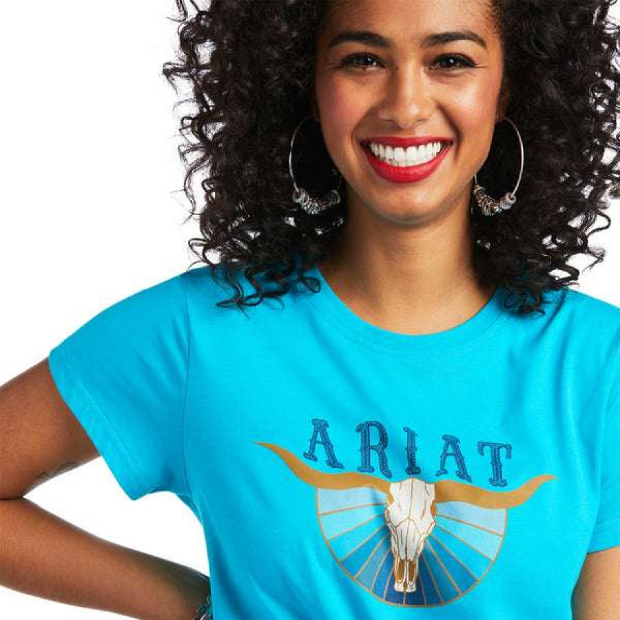 Fashions * | Ariat Ladies R.E.A.L Pacific Steerhead Merman T-Shirt 10039570 Discount Online Blue