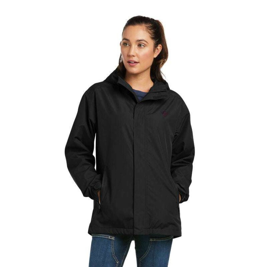 Fashions * | Ariat Ladies Rebar Stormshell Black Waterproof Jacket 10037842 Special Style