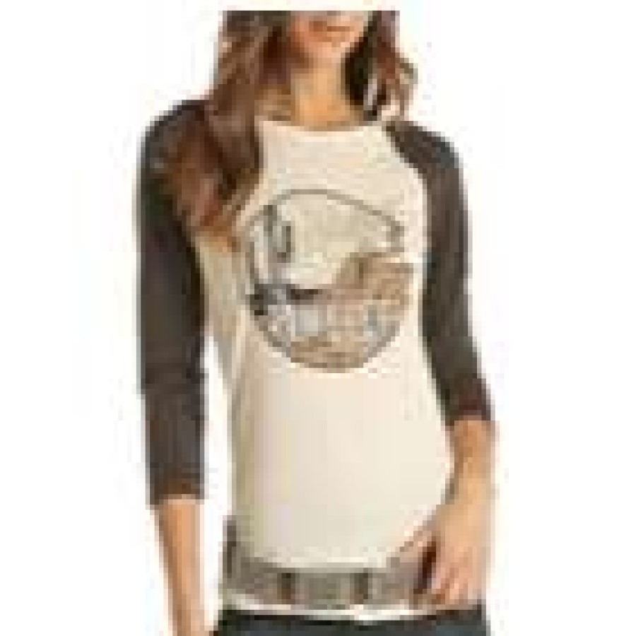 Fashions * | Rock & Roll Cowgirl Ladies Baseball Graphic T-Shirt 48T2391 Exclusive