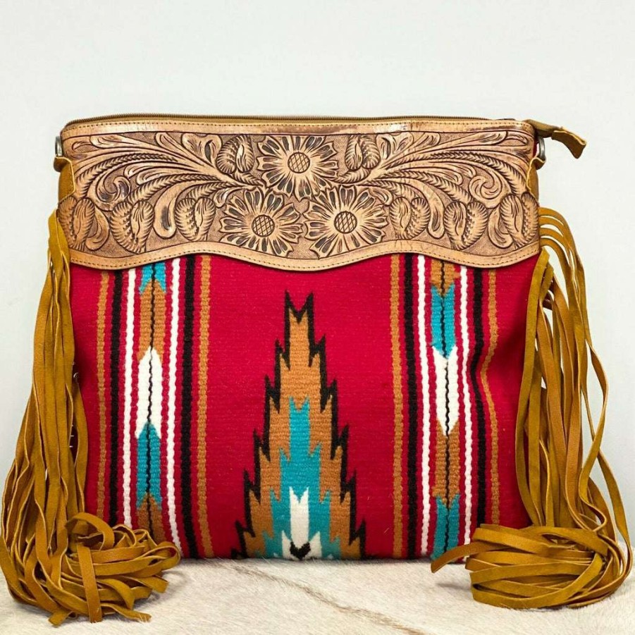 Fashions * | American Darling Red Aztec Saddle Blanket Crossbody Adbgz103 Fashion