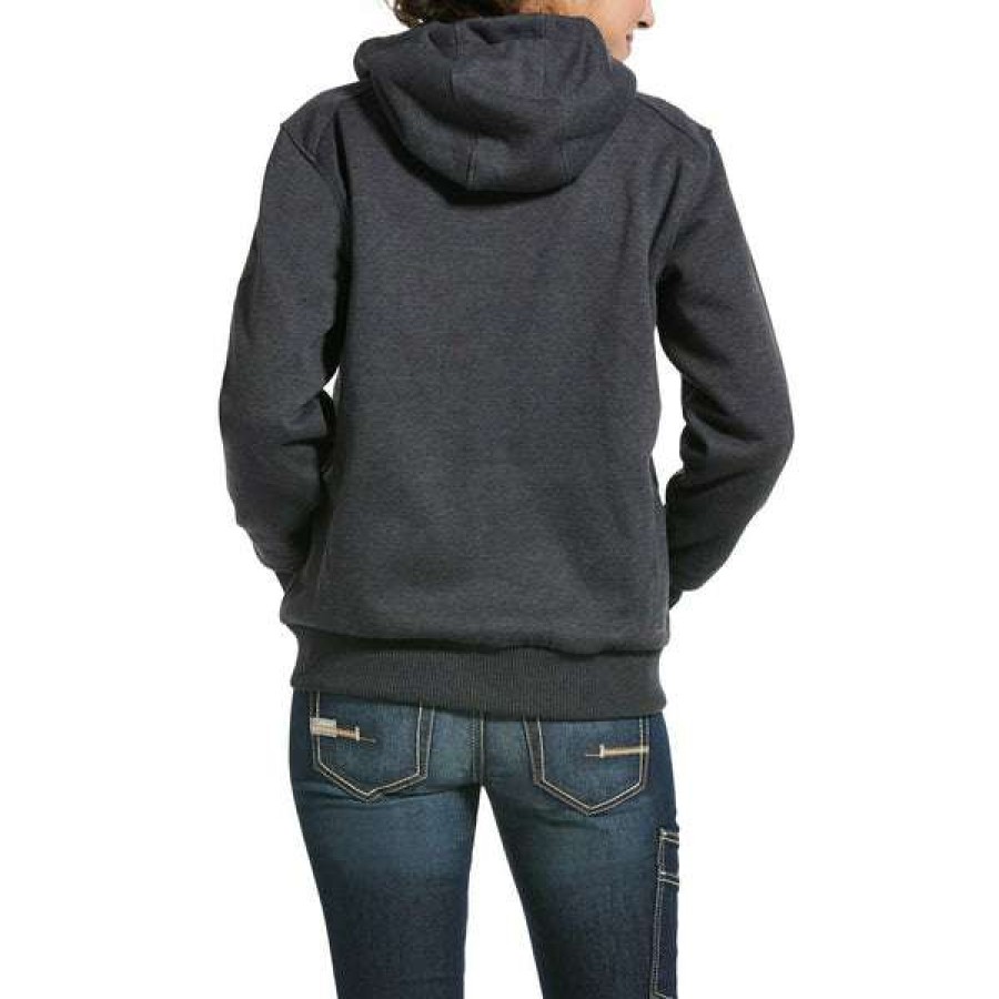 Fashions * | Ariat Ladies Rebar All-Weather Logo Full-Zip Hoodie 10032910 Exclusive Grey