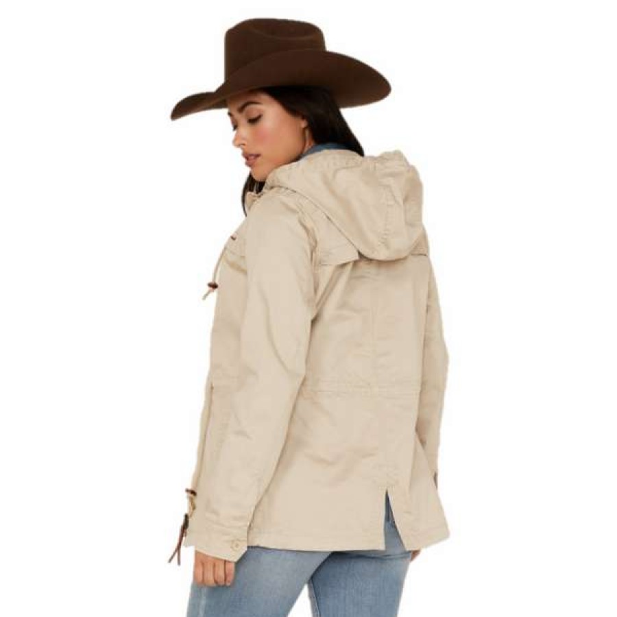 Fashions * | Kimes Ranch Ladies Longrider 2 Anorak Sand White Jacket S22-120119 Special Offers Beige