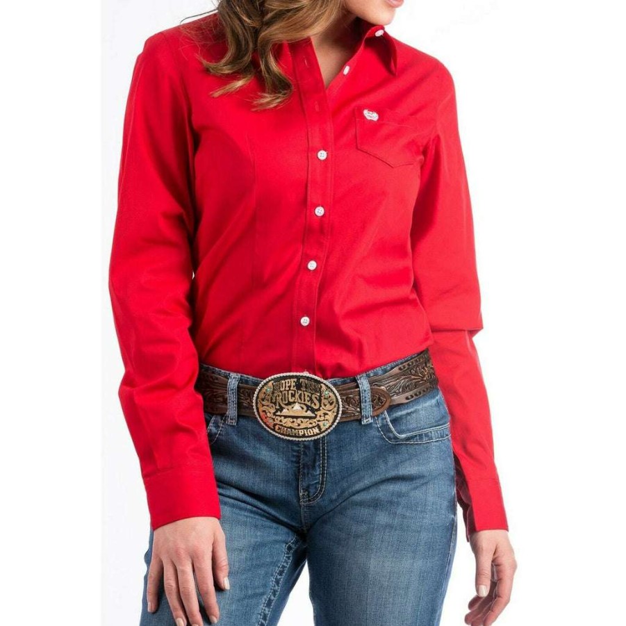 Fashions * | Cinch Ladies Solid Button-Down Shirt Msw9164032 Exclusive Red