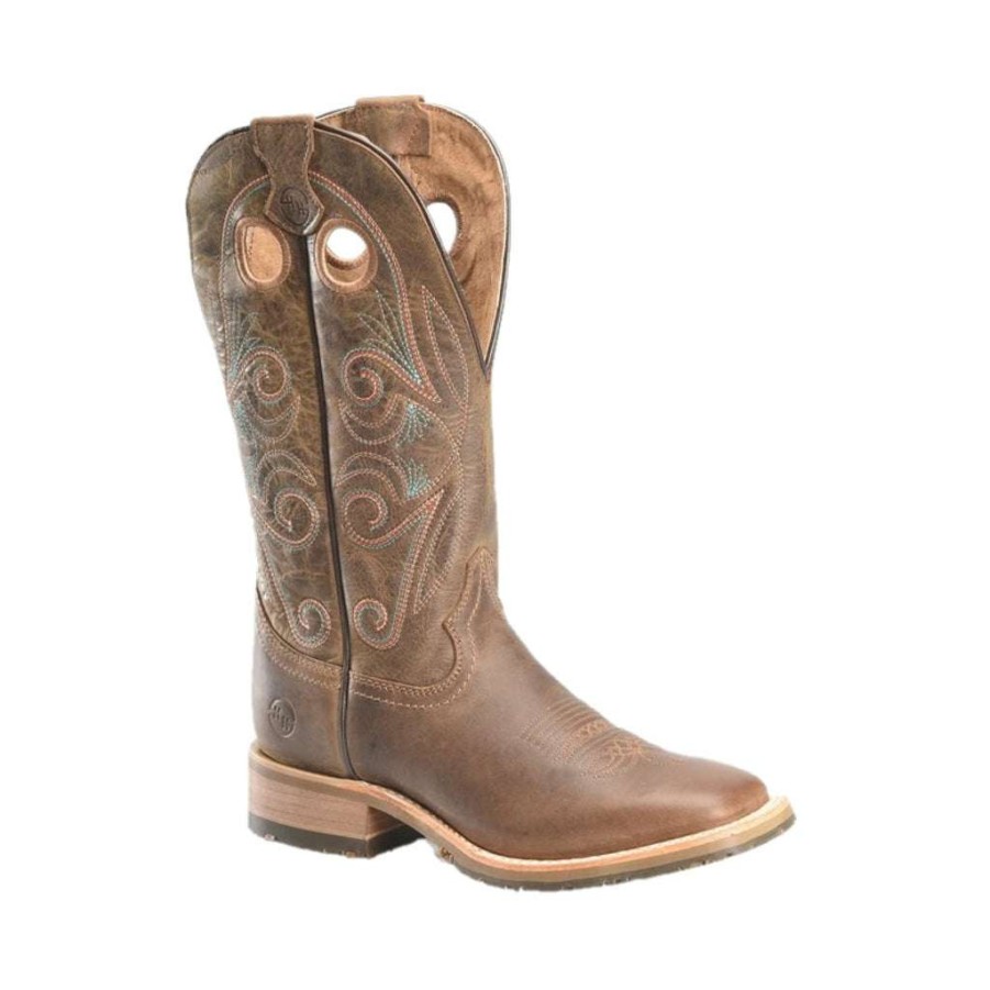 Booties * | Double H Ladies Grace 12 Wide Square Toe Roper Boots Dh7030 Excellent Quality Brown