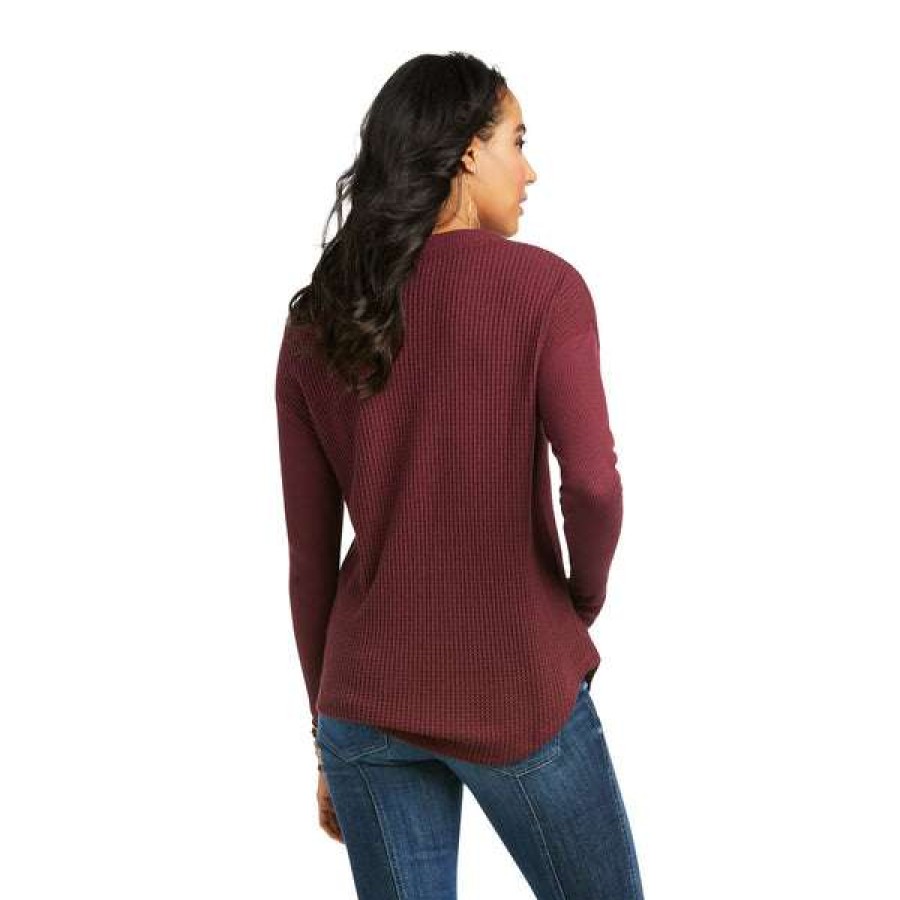 Fashions * | Ariat Ladies Lorena Long Sleeve Windsor Wine Red Shirt 10037473 Featured