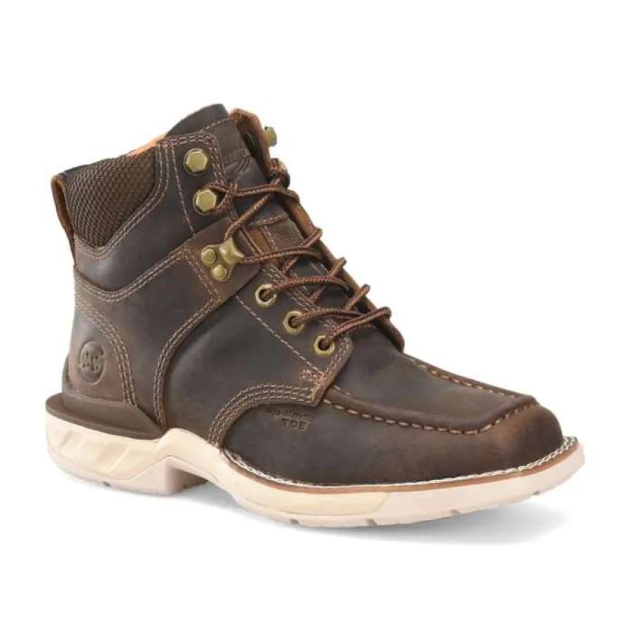 Booties * | Double H Ladies Spirit Waterproof Wide Square Toe Lacer Boots Dh5386 Flash Sale Brown