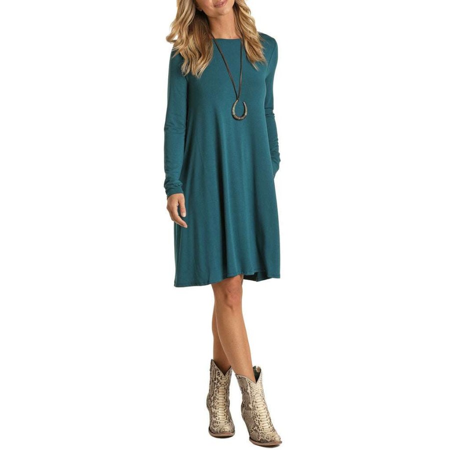 Fashions * | Panhandle Ladies Swing Long Sleeve Peacock Dress L8D1902-84 Store