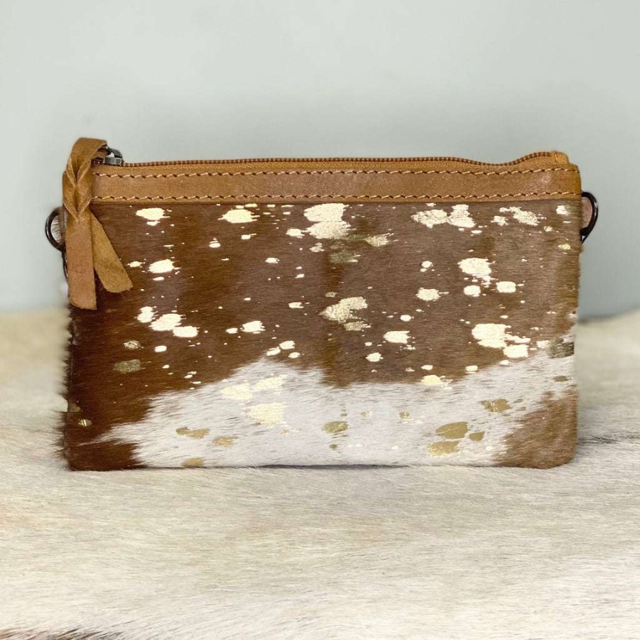 Fashions * | American Darling Cowhide With Gold Acid Wash Crossbody Adbgs142Acgo Online